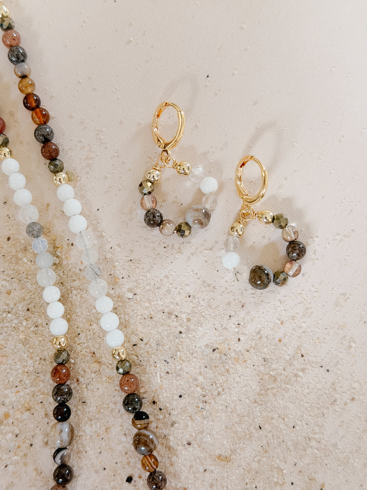 Crystal Crescent Gemstone Earrings