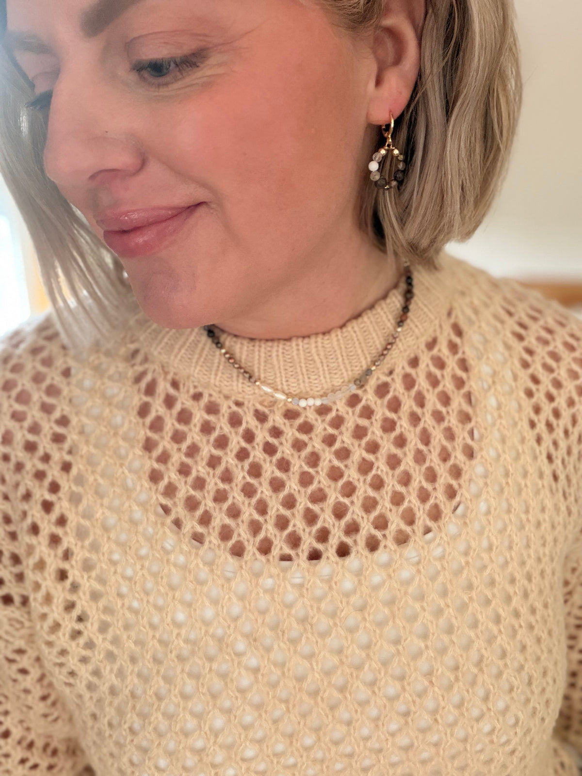 Crystal Crescent Gemstone Earrings