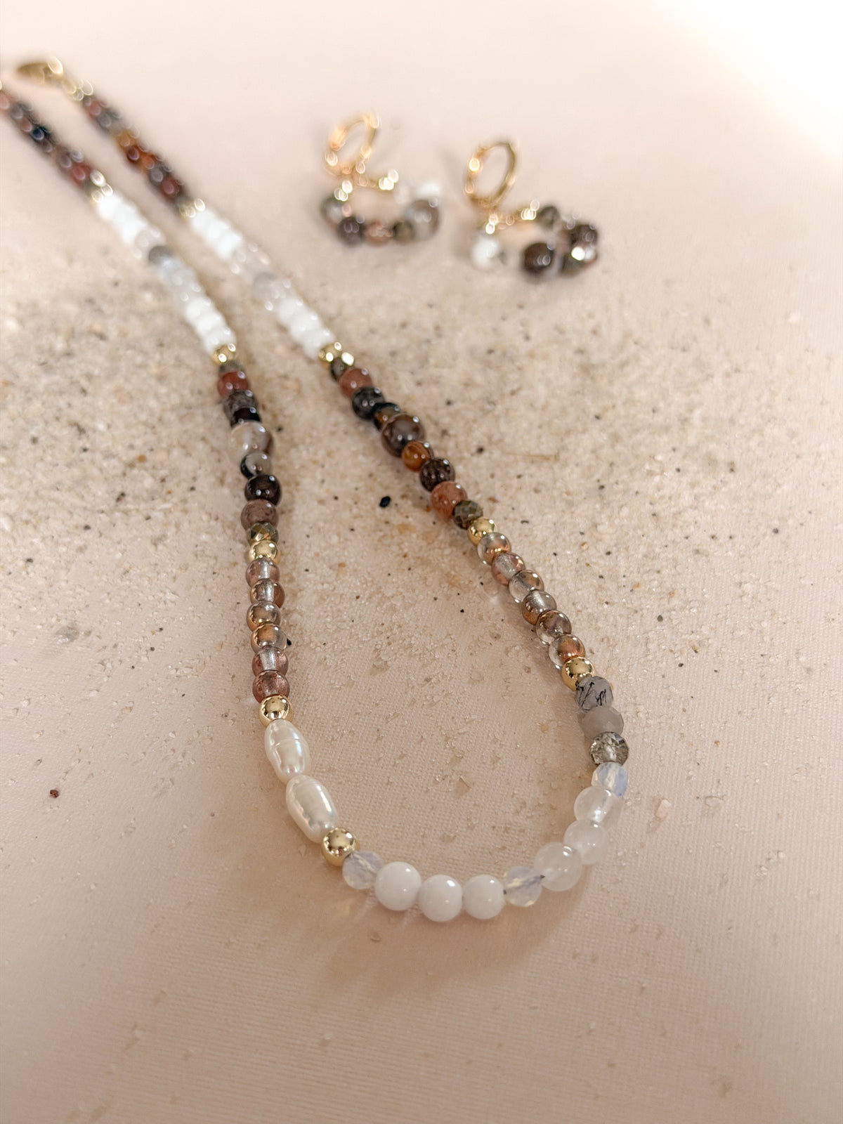 Crystal Crescent Gemstone Necklaces