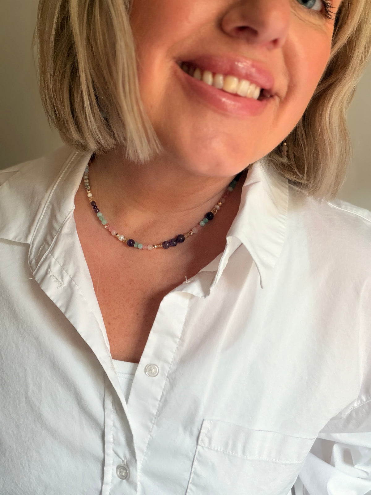 Rainbow Haven Beach Gemstone Necklace