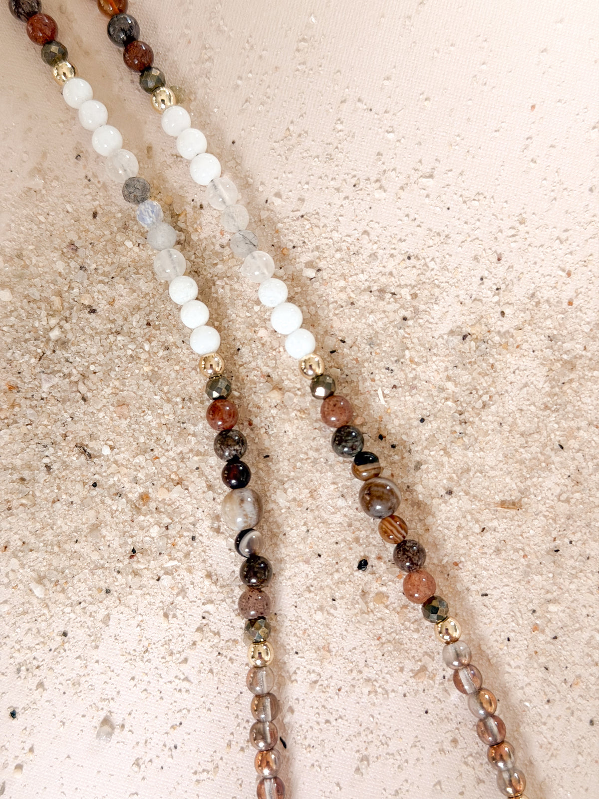Crystal Crescent Gemstone Necklaces